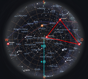 Wenn Zirkumpolarsterne gelichzeitig im Meridian stehen, zeigen Sie als Stenenzeiger den Wahren Norden an oder sie bilden den Stundenzeiger einer Sternenuhr.