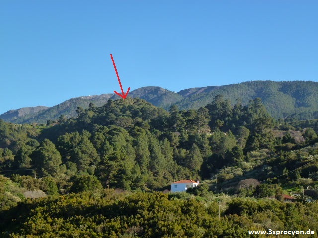 La casi redonda Montaña de Las Indias llama apenas la atención, dado que casi desaparece entre los árboles.