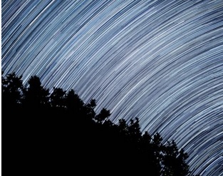 Langzeitaufnahme der Sternenbahnen in der südlichen Himmelsrichtung